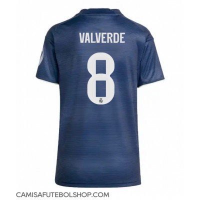 Camisa de time de futebol Real Madrid Federico Valverde #8 Replicas 2º Equipamento Feminina 2025-26 Manga Curta Camisa de time de futebol Real Madrid Federico Valverde #8 Replicas 2º Equipamento Feminina 2025-26 Manga Curta